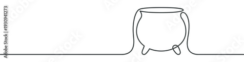 Continuous line drawing cauldron minimalist design illustration, capturing a simple and elegant artistic concept for modern graphics.