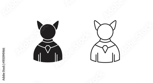 Black cat and white cat silhouettes, vector illustration, icon design, digital art Vector