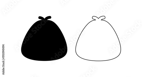 Two trash bags: black and white trash bag icons, garbage bag, waste bag, recycle bag Vector