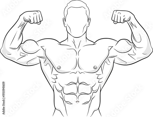 Strong muscular man flexing his muscles confidently