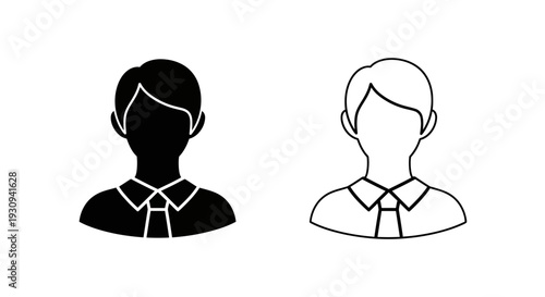 Black and white silhouette of man and woman wearing tie Vector