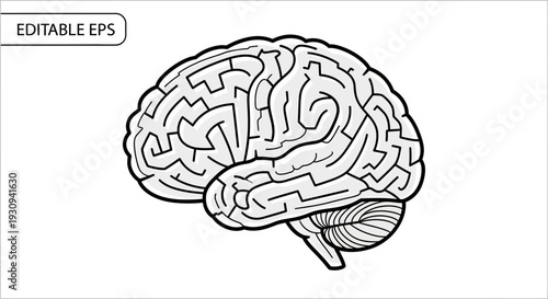 Abstract Brain Maze Illustration