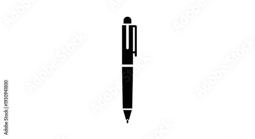 Black Ballpoint Pen with Clip Isolated.