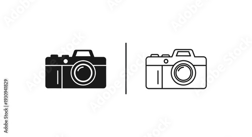 Vintage camera icon set, retro photography symbols, classic camera design Vector