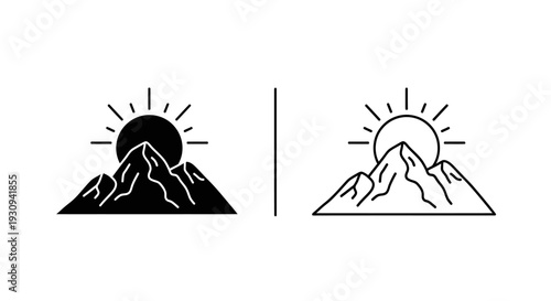 Sunrise mountain landscape icon design vector illustration artwork graphic Vector
