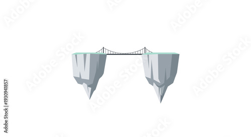 Floating Islands Connected by Suspension Bridge