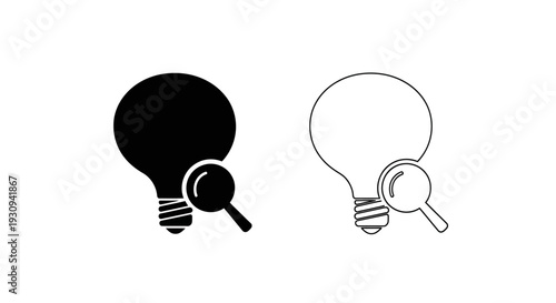 Lightbulb magnifying glass concept creative idea search discovery Vector