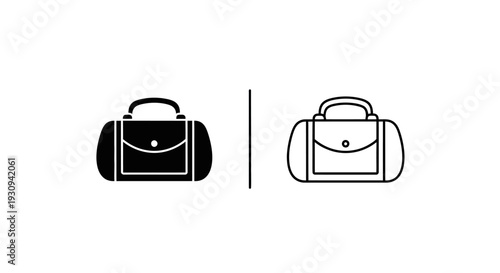 Black and white handbag icons set, minimalist bag symbols for design Vector