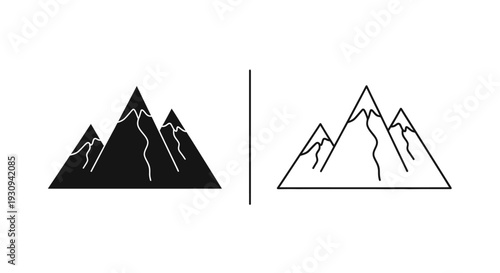 Minimalist mountain icon design: 16 high-performing keywords for adobe stock seo Vector
