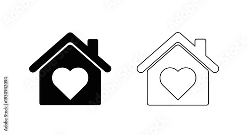 Modern home icon with heart symbol for real estate and housing design Vector