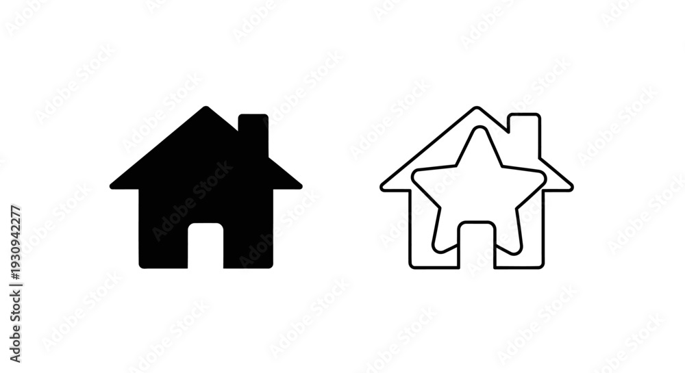 Fototapeta premium House icon design with star shape, modern minimalist home symbol, creative illustration Vector
