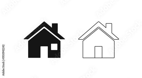 Minimalist house icon set, simple home symbols, modern architecture icons, clean design Vector