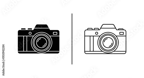 Vintage camera icon set, retro camera symbol, classic camera design, photography icon Vector