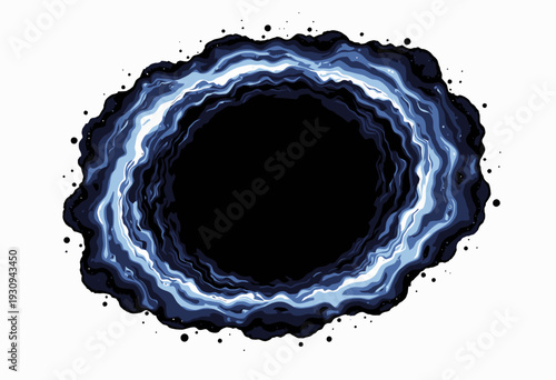 Mesmerizing digital illustration of a swirling, luminous black hole surrounded by vibrant, flowing energy waves in deep space, depicting the mystery of cosmic phenomena
