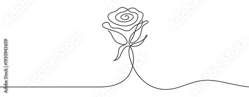 Single continuous line art rose drawing elegantly captures the essence of natural beauty and delicate floral design.