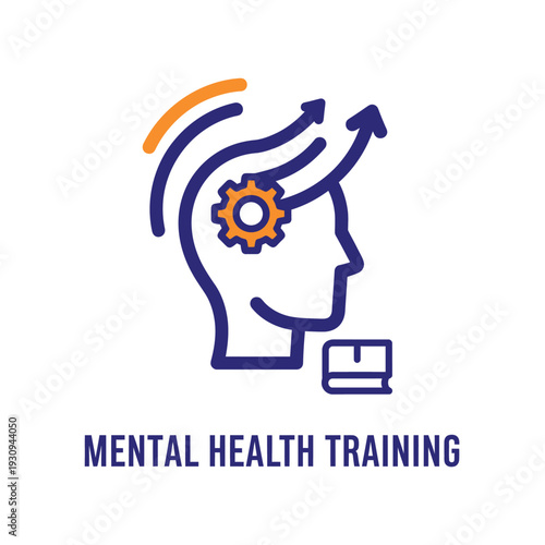 Vector illustration of mental health training, depicting cognitive development and continuous learning for improved well-being and personal growth