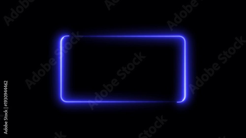 Rectangle glowing neon frame background animation, Glowing neon rectangle border frame in the shape rectangle.