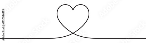 Continuous line heart drawing with a minimalist aesthetic design symbolizing love, connection, and unity in a simple graphic.