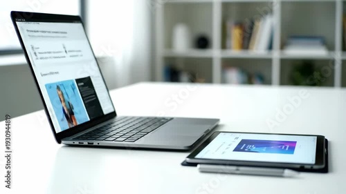 Modern Laptop and Tablet Devices on a Minimalist White Desk