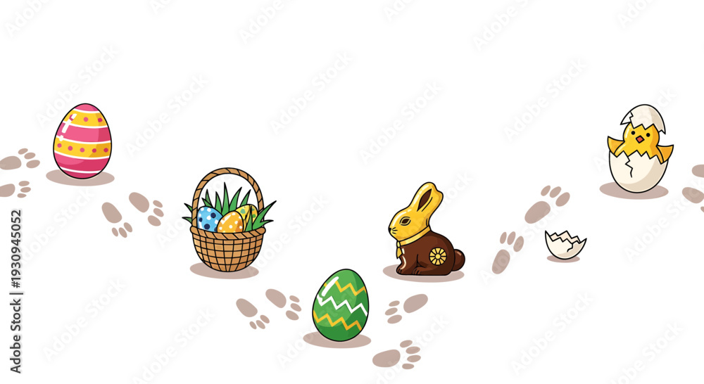 Fototapeta premium Set of 6 Easter icons vector