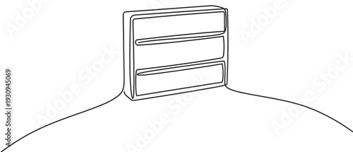 Three-drawer dresser is elegantly depicted in a continuous line drawing style, showcasing minimalist furniture design and storage.