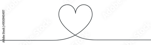 Continuous line drawing heart shape symbol of love and passion, representing connection and everlasting romance.