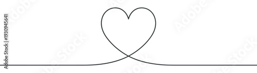 Continuous line drawing heart shape symbol of love and passion, representing connection and unity in a minimalist style.