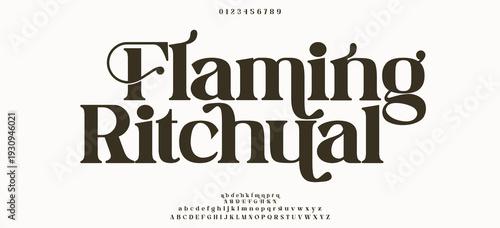 Elegant luxury abstract wedding fashion logo font alphabet. Minimal classic urban fonts for logo, brand etc. Typography typeface uppercase lowercase and number. vector illustration