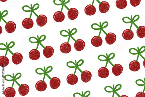 Red ribbon cherry with white background
