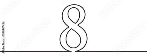 Number eight continuous line drawing illustration showcasing a sleek and modern minimalist aesthetic for various design projects.