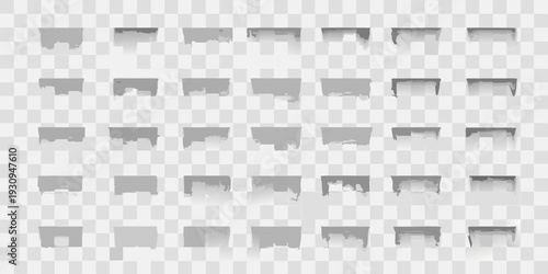 Abstract arrangement of gray rectangular shadows on a transparent background