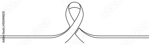 Awareness ribbon symbol drawn with a continuous single line on a clean white surface representing support and solidarity.
