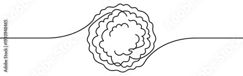 Continuous line drawing abstract organic shape illustration creates a complex and intricate design on a clean white surface.