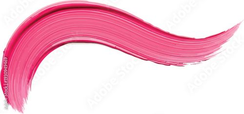 Vibrant hot pink liquid cosmetic streak flows dynamically across a white.