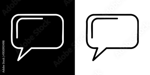 Simple speech bubbles icon set in black and white