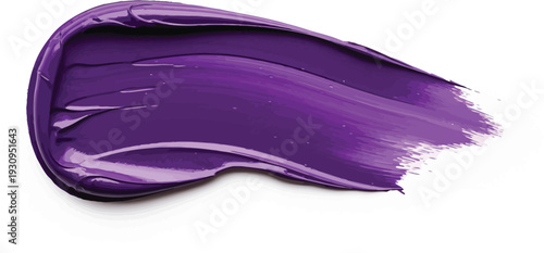 Rich purple makeup swipe shows glossy texture in an intense curved shape.