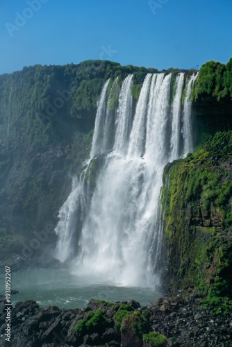 Iguasu waterfall in sunny day in Brazil
