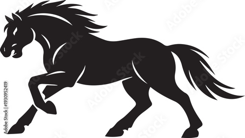 Majestic Horse Black Silhouette Vector Illustration