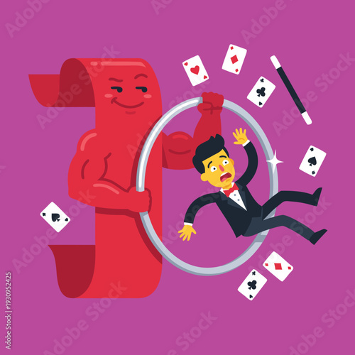 Magician Performing a Risky Hoop Jump Trick.