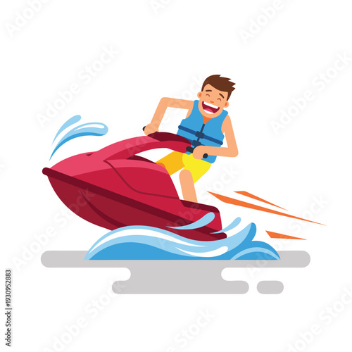 Man Riding a Jet Ski on Water.