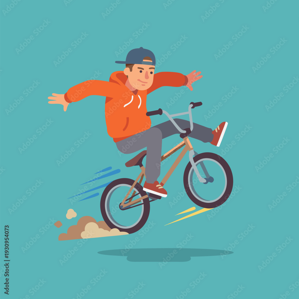 Fototapeta premium Young man performing a BMX bike trick.