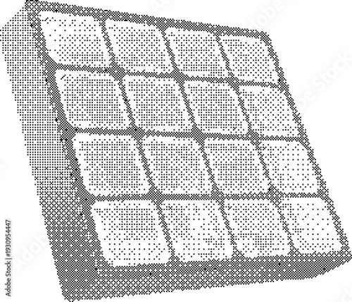 Table Grid Pixelated Bitmap Icon dithered halftone calculation sign for financial accounting data organization and math educational graphics.