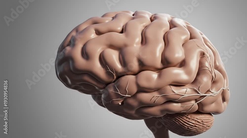 Wallpaper Mural Realistic 3D human brain model on a gray background Torontodigital.ca