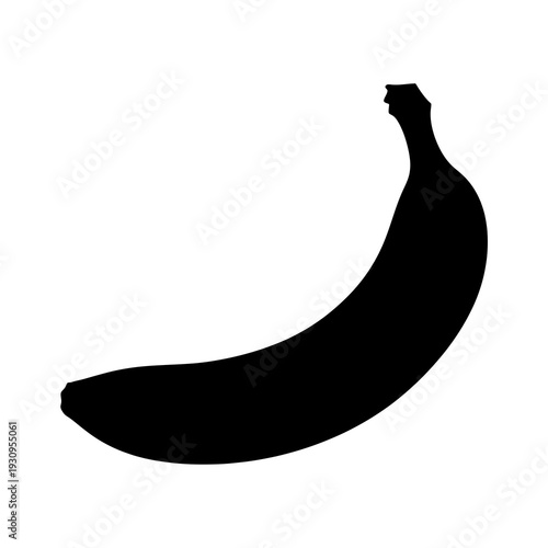 Black banana silhouette isolated on white background