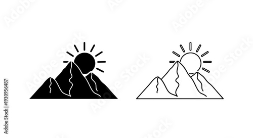 Sunrise mountain landscape icon design vector illustration art Vector