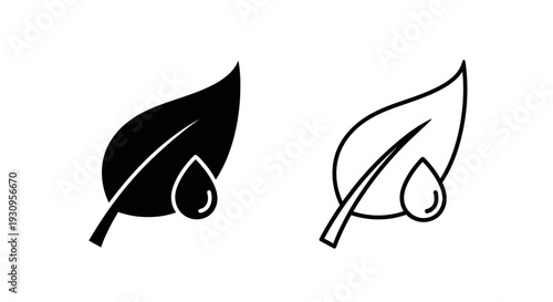 Minimalist leaf and waterdrop design elements for branding and graphic design Vector