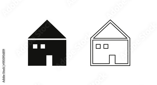 Modern minimalist house icon design set, simple home symbols, clean architecture signs Vector