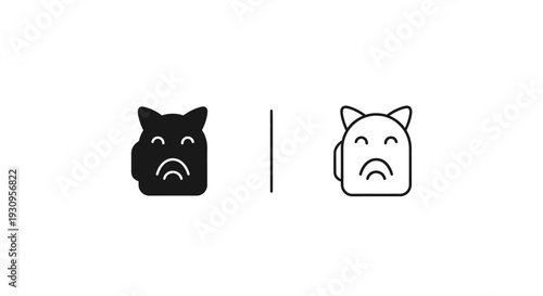 Crying cat and rabbit emoji, emotional animal faces, cute pet expressions, sad pets Vector