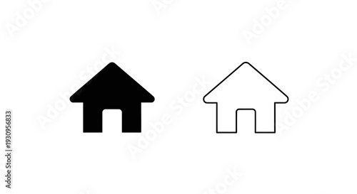 Minimalist house icon set, simple home symbols, modern flat design, clean line art, vector illustration Vector