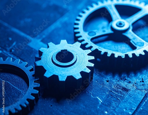 gears on blue background